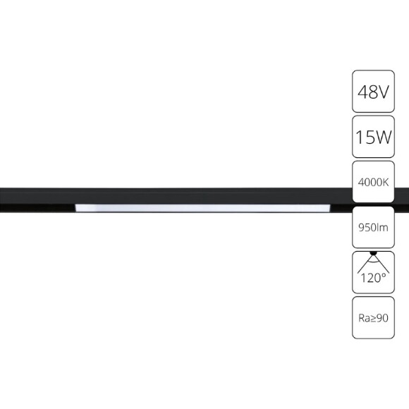 A4633PL-1BK Трековый магнитный светодиодный светильник Arte Lamp Linea 2.0 CRI90+ 4000К 950Лм 120° 15Вт