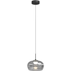 Denkirs FLOA DK6742-BK+SM Светильник подвесной 16 Вт, 467Лм, 120°, CRI90, 3000К, IP20, 1500 x 280 мм, плафон дымчатое стекло, основание металл матово черного цвета