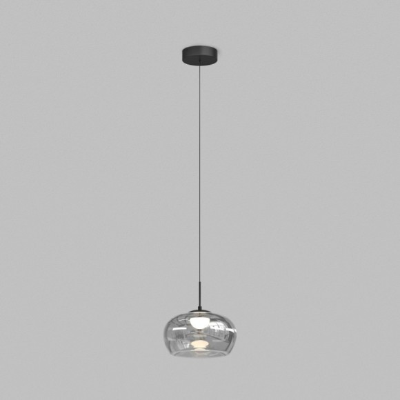 Denkirs FLOA DK6742-BK+SM Светильник подвесной 16 Вт, 467Лм, 120°, CRI90, 3000К, IP20, 1500 x 280 мм, плафон дымчатое стекло, основание металл матово черного цвета
