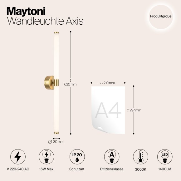 Бра Maytoni MOD106WL-L16G3K Axis светодиодная LED 16W Бра Maytoni MOD106WL-L16G3K Axis светодиодная LED 16W