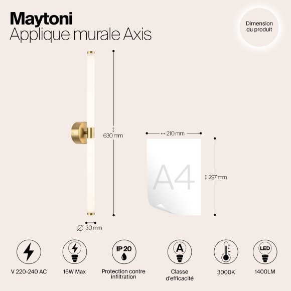 Бра Maytoni MOD106WL-L16G3K Axis светодиодная LED 16W Бра Maytoni MOD106WL-L16G3K Axis светодиодная LED 16W