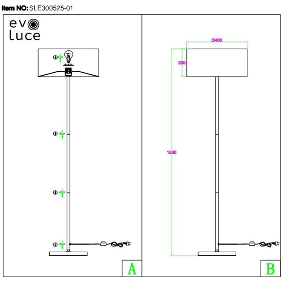 SLE300555-01 Светильник напольный Никель/Белый, Серебристый E27 1*40W BRESCIA