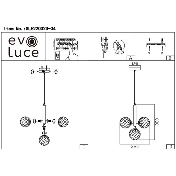 SLE220323-04 Светильник подвесной Золото/Янтарный G9 4*5W 4000K SALERNO