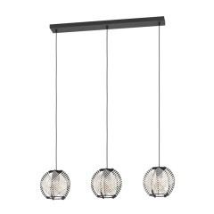 44007 WAVERTON Подвесной светильник 3xE27, 120Вт, дерево, текстиль, металл, белый, черный 44007 WAVERTON Подвесной светильник 3xE27, 120Вт, дерево, текстиль, металл, белый, черный