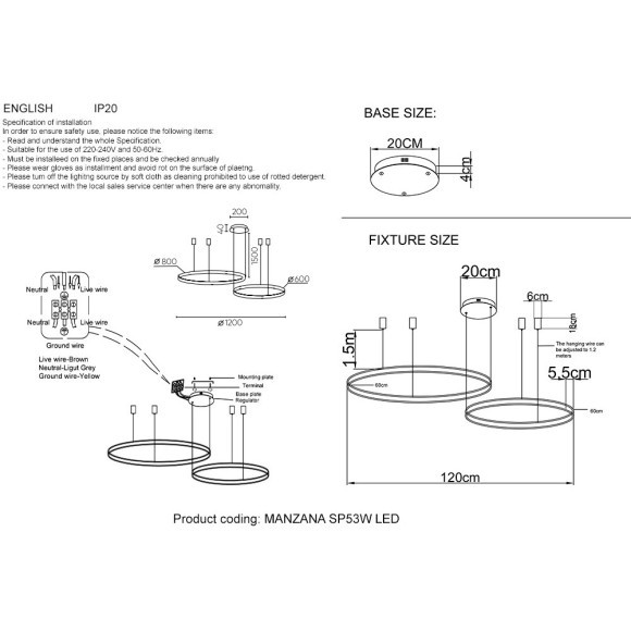 Люстра Crystal Lux MANZANA SP53W LED BLACK Люстра Crystal Lux MANZANA SP53W LED BLACK