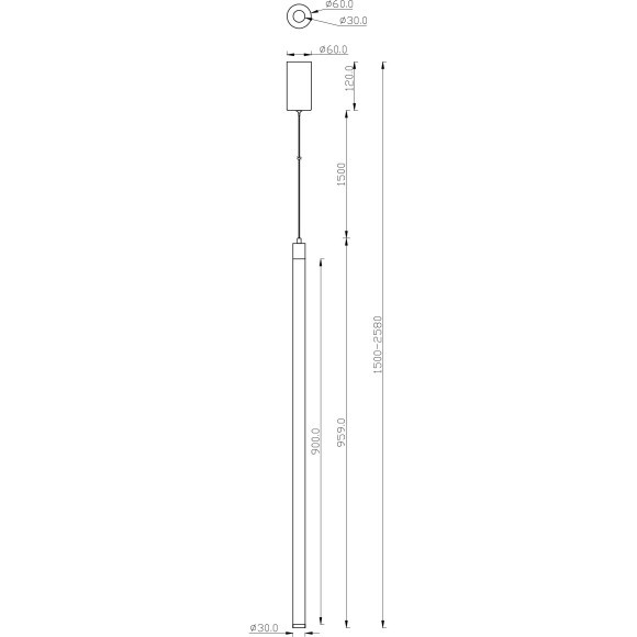 Подвесной светильник цилиндр Maytoni P022PL-L20B3K Ray светодиодный LED 20W