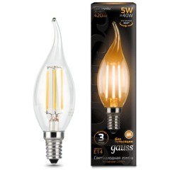 104801105 Лампа Gauss LED Filament Свеча на ветру E14 5W 420lm 2700K 1/10/50 104801105 Лампа Gauss LED Filament Свеча на ветру E14 5W 420lm 2700K 1/10/50
