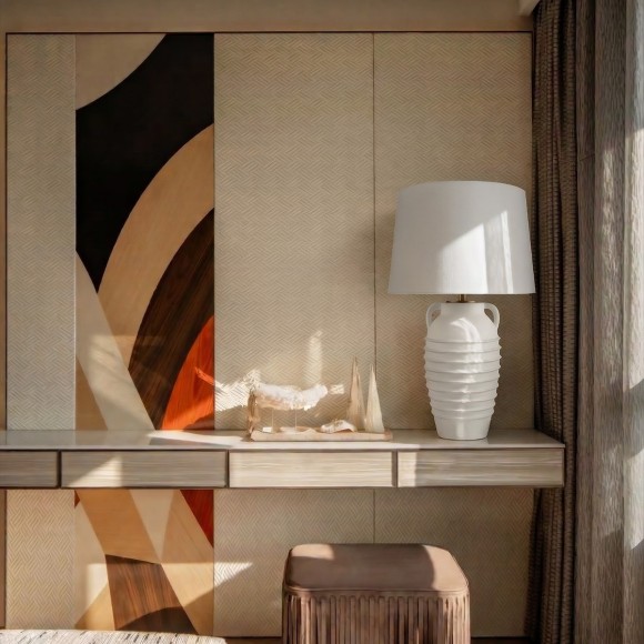 10498T Loft It AMPHORA Настольная лампа E27, 1 × 60 Вт, белое основание из металла и полимерной смолы, белый тканевый абажур