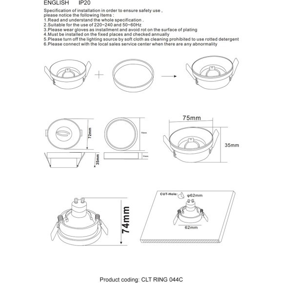 Декоративное кольцо внешнее Crystal Lux CLT RING 044C BL