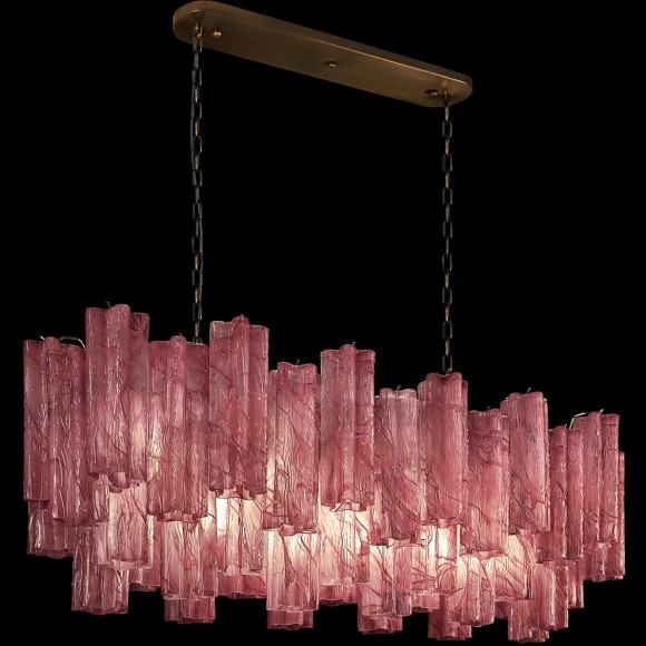 10580/1000R Pink Loft IT MURANO Подвесной светильник с 11 лампами E14, бронзовое металлическое основание, розовые стеклянные плафоны, IP20