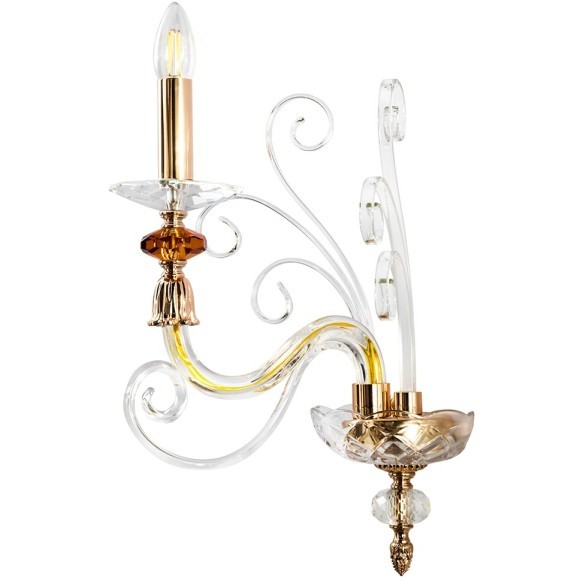 Бра Crystal Lux CATARINA AP1 V2 GOLD/TRANSPARENT-COGNAC Бра Crystal Lux CATARINA AP1 V2 GOLD/TRANSPARENT-COGNAC