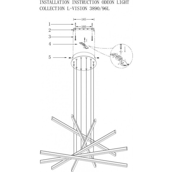 Люстра подвесная Odeon Light 3890/96L RUDY светодиодная LED 96W