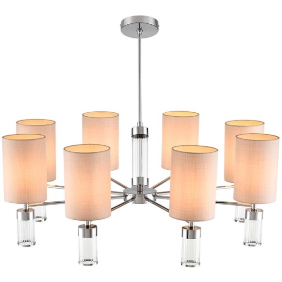 6585/8 MODERNI LN24 хром/бежевый, металл/текстиль, стекло Люстра подвесная E14 8*40W 220V ARNIKA 6585/8 MODERNI LN24 хром/бежевый, металл/текстиль, стекло Люстра подвесная E14 8*40W 220V ARNIKA