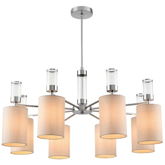 6585/8 MODERNI LN24 хром/бежевый, металл/текстиль, стекло Люстра подвесная E14 8*40W 220V ARNIKA 6585/8 MODERNI LN24 хром/бежевый, металл/текстиль, стекло Люстра подвесная E14 8*40W 220V ARNIKA