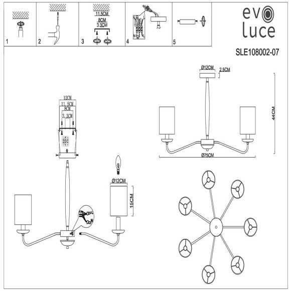 SLE108002-07 Светильник потолочный Золотистый/Бежевый E14 7*40W RITA SLE108002-07 Светильник потолочный Золотистый/Бежевый E14 7*40W RITA