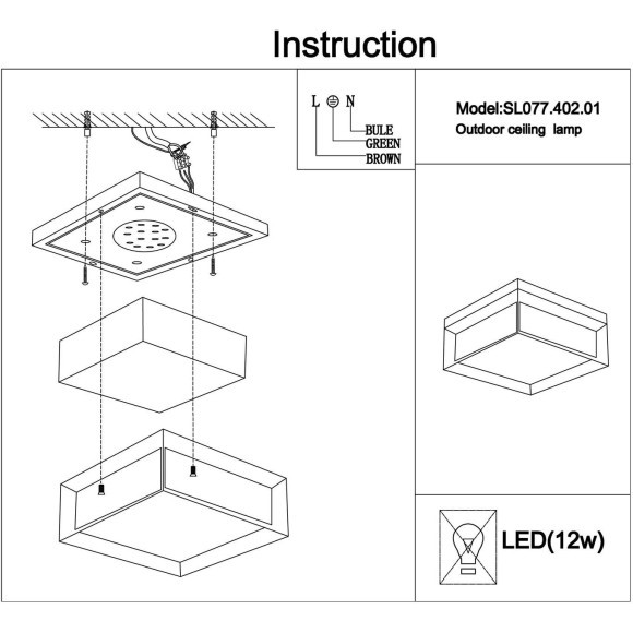 SL077.402.01 Светильник уличный потолочный ST-Luce Черный/Белый LED 1*12W 3000K CUBISTA
