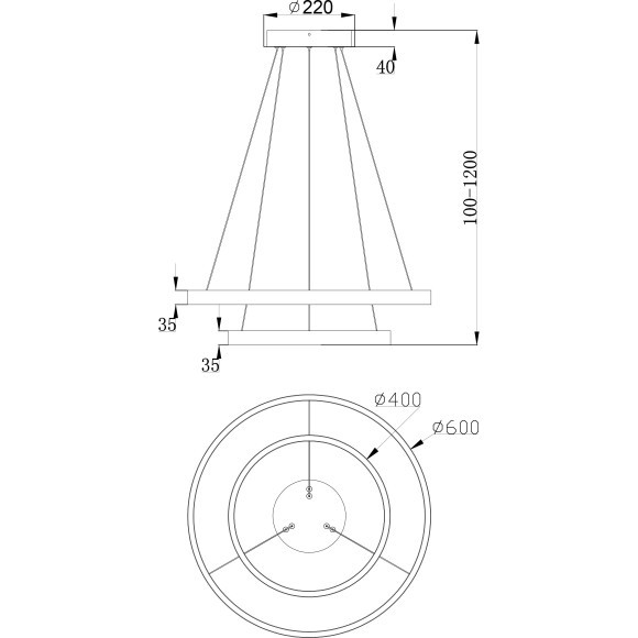 Подвесной светильник кольцом Maytoni MOD058PL-L55W4K Rim светодиодный 2xLED 61W Подвесной светильник кольцом Maytoni MOD058PL-L55W4K Rim светодиодный 2xLED 61W