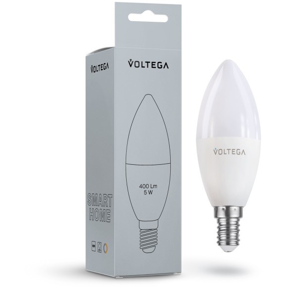 Лампа со SMART управлением по Wi-Fi, DIM, E14 5W 2700-6500K 80RA 180° 400лм Voltega 2427 Лампа со SMART управлением по Wi-Fi, DIM, E14 5W 2700-6500K 80RA 180° 400лм Voltega 2427