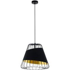 49509 Подвес AUSTELL, 1х60W (E27), Ø430, H1100, сталь, черный/текстиль, черный, золотой