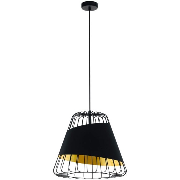 49509 Подвес AUSTELL, 1х60W (E27), Ø430, H1100, сталь, черный/текстиль, черный, золотой