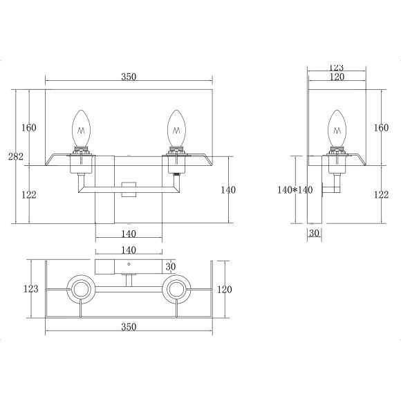 Бра Maytoni Z030WL-02BS Bianco под лампы 2xE14 60W
