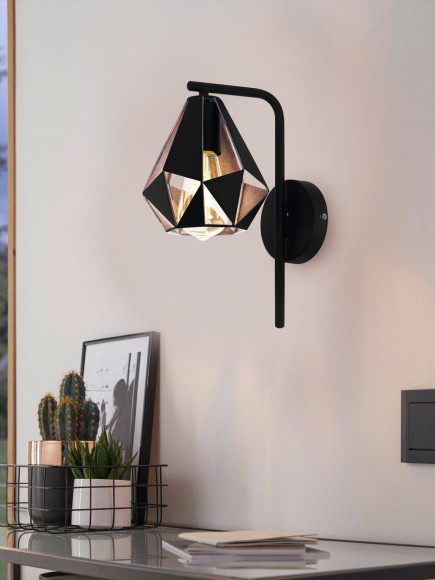 43057 Бра CARLTON 4, 1х60W(E27), L160, H315, A225, сталь, черный, медь состарен.