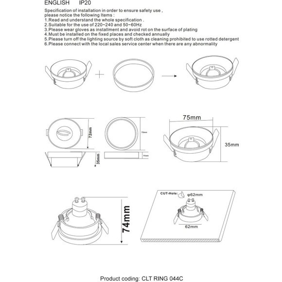 Декоративное кольцо внешнее Crystal Lux CLT RING 044C GO