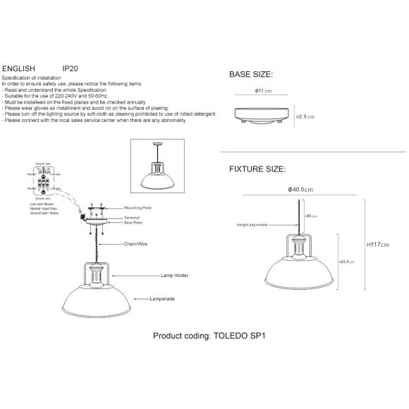 Светильник подвесной Crystal Lux TOLEDO SP1 V2 BROWN