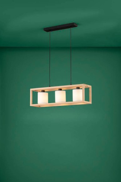 390101 GRANADOS Подвесной потолочный светильник люстра с тремя лампами E27, 120Вт, D50, H40, дерево, ткань, белый, коричневый 390101 GRANADOS Подвесной потолочный светильник люстра с тремя лампами E27, 120Вт, D50, H40, дерево, ткань, белый, коричневый