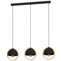 43756 Подвесной потолочный светильник (люстра) CALLOW, 3Х40W, E27, L930, B230, H1100, сталь, черный/дерево, коричневый