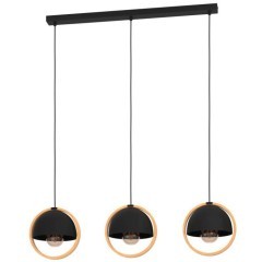 43756 Подвесной потолочный светильник (люстра) CALLOW, 3Х40W, E27, L930, B230, H1100, сталь, черный/дерево, коричневый 43756 Подвесной потолочный светильник (люстра) CALLOW, 3Х40W, E27, L930, B230, H1100, сталь, черный/дерево, коричневый