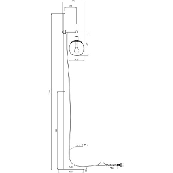 Декоративный торшер Maytoni MOD221-FL-01-G Erich под лампу 1xE14 40W