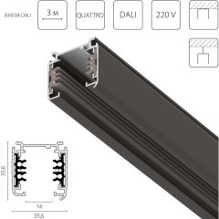 Трек шестиконтактный 3-фазный со стыковочными пазами, 3м Quattro/DALI/ Lightstar 504038-DALI Трек шестиконтактный 3-фазный со стыковочными пазами, 3м Quattro/DALI/ Lightstar 504038-DALI