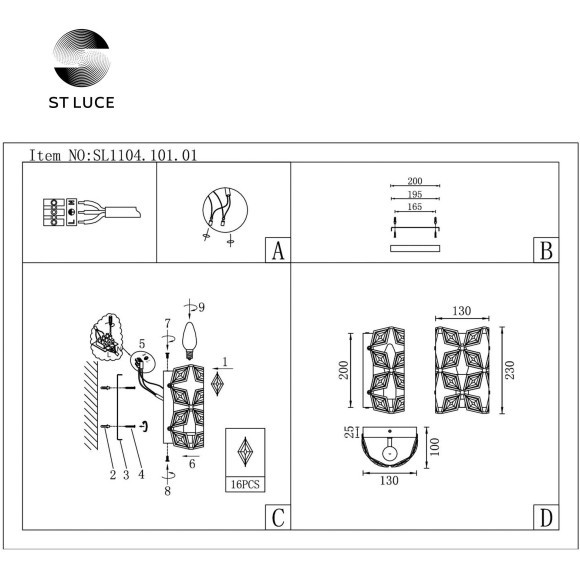 SL1104.101.01 Светильник настенный ST-Luce хром/прозрачный E14 1*60W CASTO