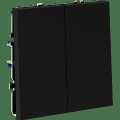 Выключатель с самовозвратом встраиваемый VOLTUM S70 двухклавишный 10А, (черный матовый)