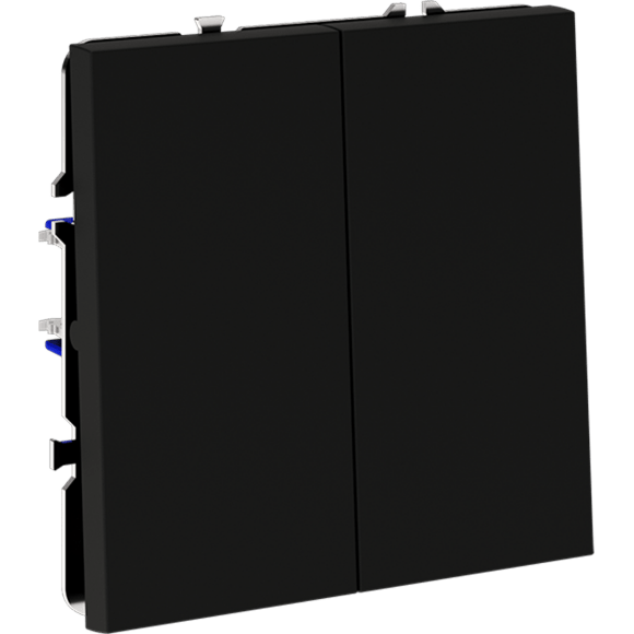 Выключатель с самовозвратом встраиваемый VOLTUM S70 двухклавишный 10А, (черный матовый)