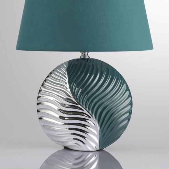 8140/1T MODERNI LN25 бирюзовый/серебро, керамика/текстиль Настольная лампа Е27 1*60W 220V TAPALA