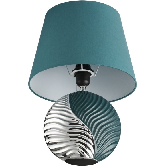 8140/1T MODERNI LN25 бирюзовый/серебро, керамика/текстиль Настольная лампа Е27 1*60W 220V TAPALA