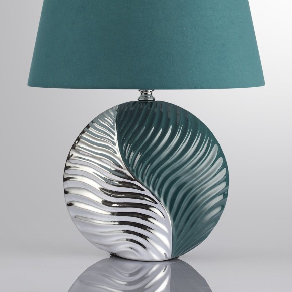 8140/1T MODERNI LN25 бирюзовый/серебро, керамика/текстиль Настольная лампа Е27 1*60W 220V TAPALA