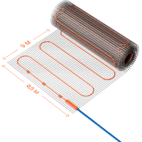 VLT01-150-4.5 Нагревательный мат (Теплый пол) длиной 9 метров и шириной полметра (0.5 метра) Voltum Т150 мощность 675Вт 150Вт/м², двужильный экранированный кабель, клеевая основа, укладка в плиточный клей/стяжку, гарантия 25 лет