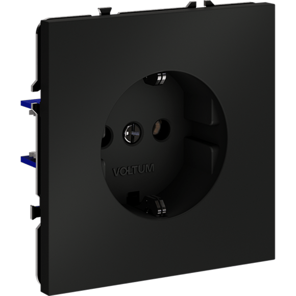 Розетка встраиваемая VOLTUM S70 с заземлением 16А, (черный матовый)