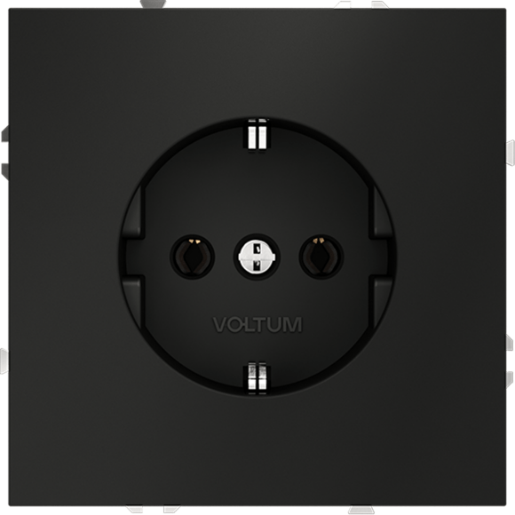 Розетка встраиваемая VOLTUM S70 с заземлением 16А, (черный матовый)
