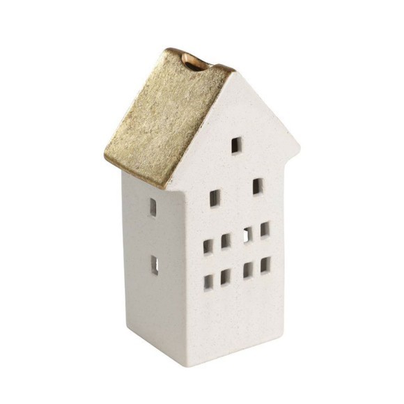 422401 Подсвечник Домик CATACOL L105, B75, H184 керамика, белый, золотой 422401 Подсвечник Домик CATACOL L105, B75, H184 керамика, белый, золотой