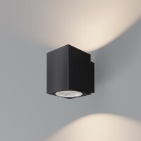 Maytoni Block O507WL-L10B3K Уличный черный настенный светильник, фасадное бра, архитектурный наружный, свет вверх и вниз, COB LED 10Вт 3000K 800Лм CRI80 95° IP65 220В, светодиоды Bridgelux, -40...+50°C