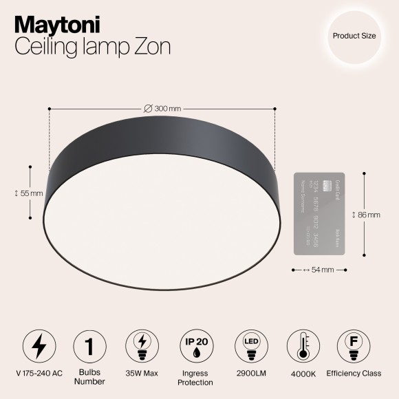 Накладной потолочный светильник Maytoni C032CL-L43B4K Zon светодиодный LED 35W Накладной потолочный светильник Maytoni C032CL-L43B4K Zon светодиодный LED 35W