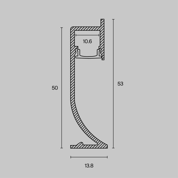 Алюминиевый профиль плинтус с подсветкой 53x14 ALM-5314-S-2M