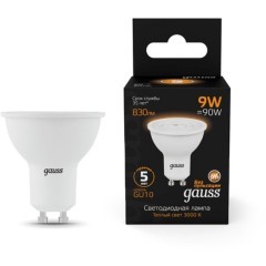101506109 Лампа Gauss MR16 9W 830lm 3000K GU10 LED 1/10/100 101506109 Лампа Gauss MR16 9W 830lm 3000K GU10 LED 1/10/100