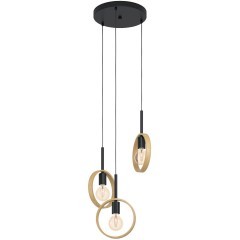 43551 Подвесной потолочный светильник (люстра) IPSDEN, 3Х40W, E27, H1300, Ø300, сталь/дерево, черный
