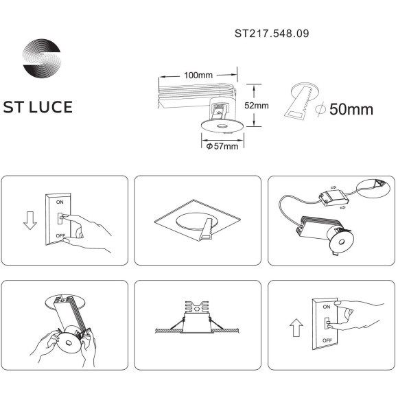 ST217.548.09 Св-к встр. Белый LED 1*9W 4000K 510Lm Ra90 36° IP20 D57xH52 220-240V Встраиваемые светильники ST217.548.09 Св-к встр. Белый LED 1*9W 4000K 510Lm Ra90 36° IP20 D57xH52 220-240V Встраиваемые светильники