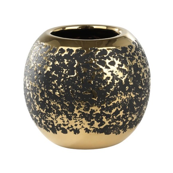 421491 Ваза ARROYITO, ?170, H160, керамика, черный, золотой 421491 Ваза ARROYITO, ?170, H160, керамика, черный, золотой
